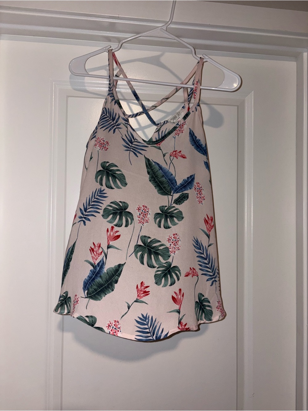 Sienna Sky Pink Tropical Floral Crisscross Tank Top